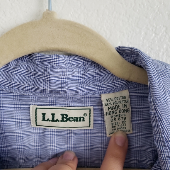 L.l.Bean Blue Glen Check Plaid Button Up Shirt Size 12 - Picture 3 of 3
